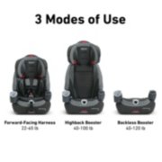 3 modes of use, forward facing harness, highback booster, backless booster image number 2