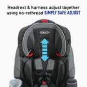 headrest and harness adjust together using no rethread, simply safe adjust image number 3