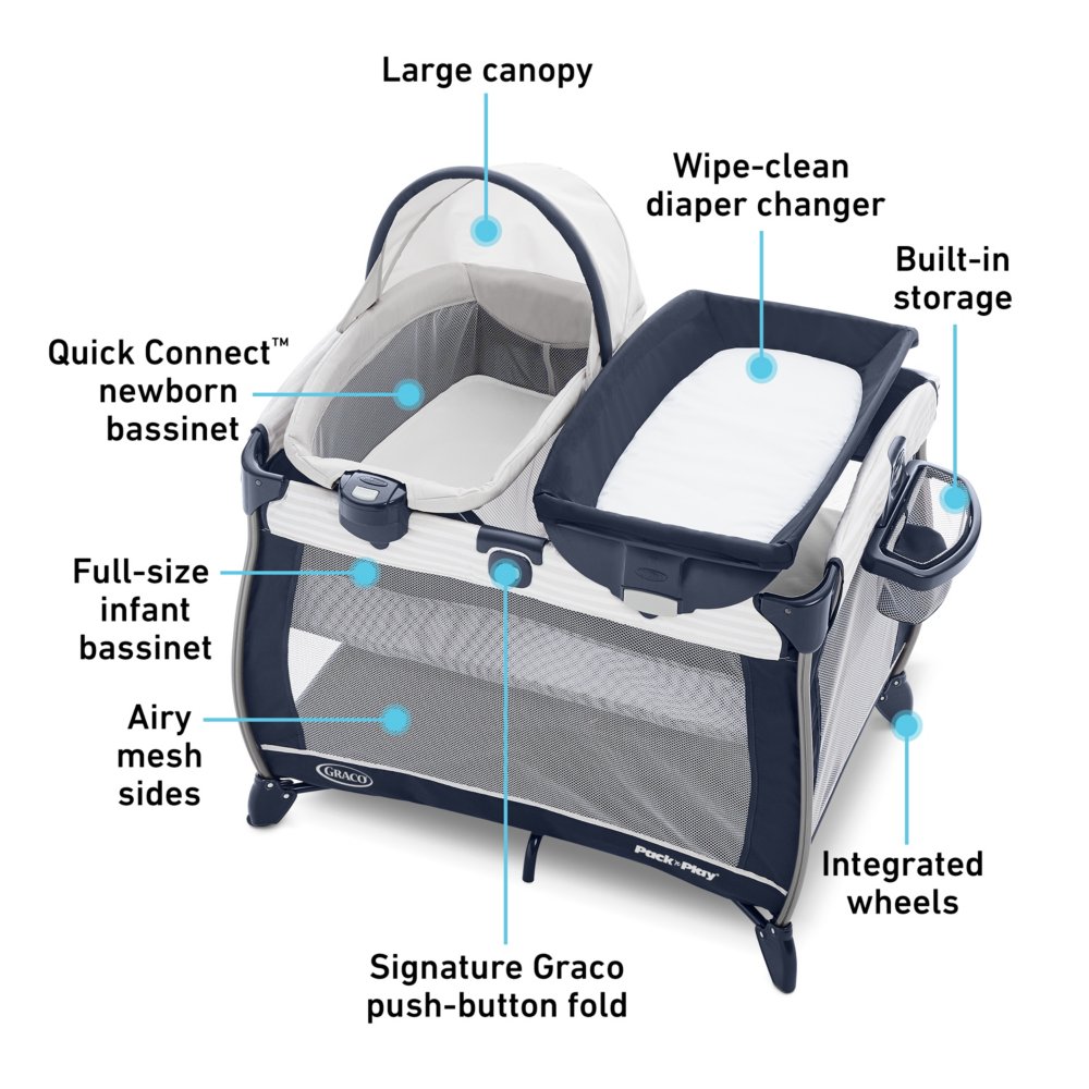 Graco pack and store play bassinet set up