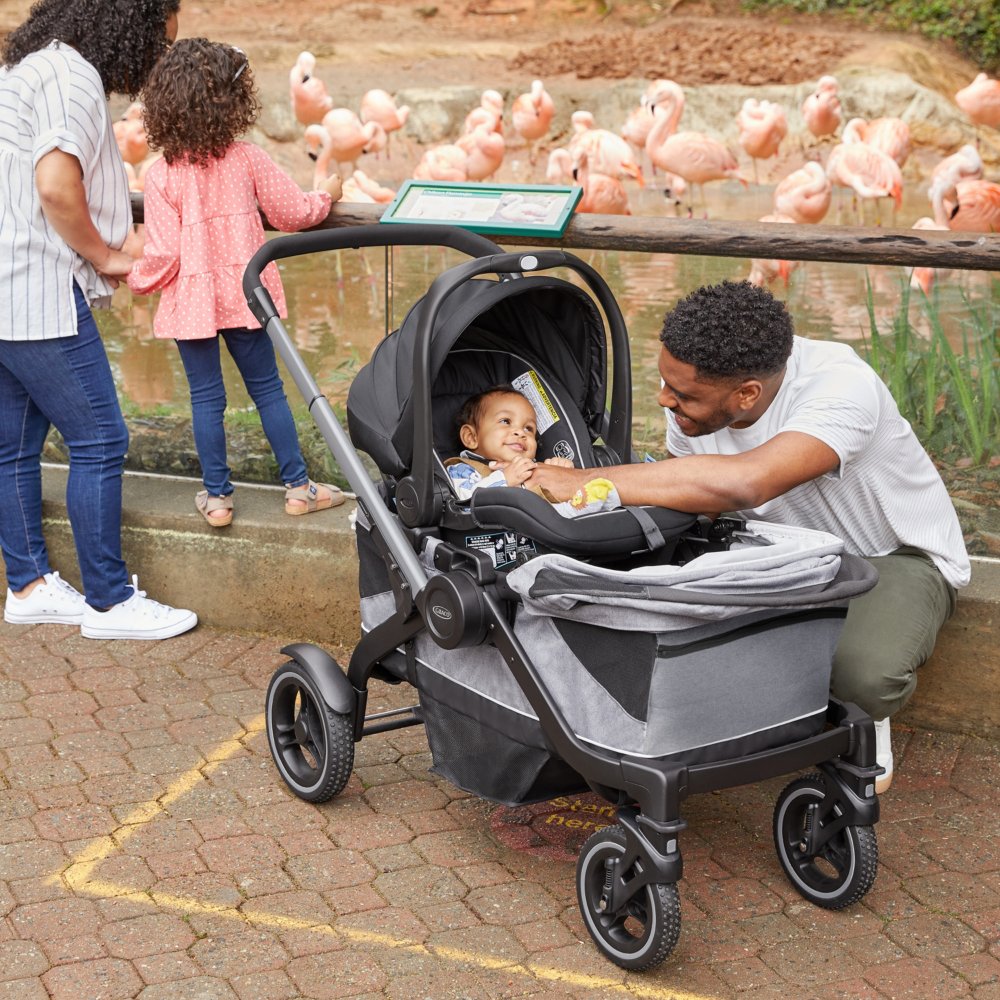 Stroller wagon with store infant car seat