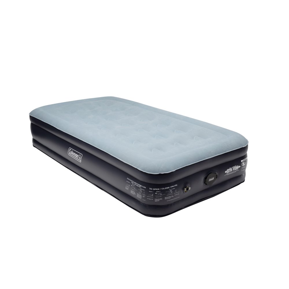 Coleman SupportRest Double-High Airbed with Built-In Rechargeable Pump  Twin | 78"L x 48"W x 14"H; carry bag | Beige