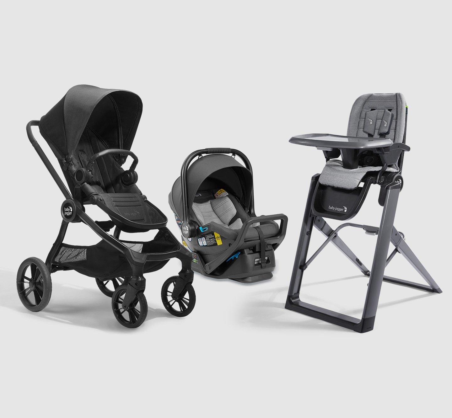 baby stroller, car seat, and high chair collection