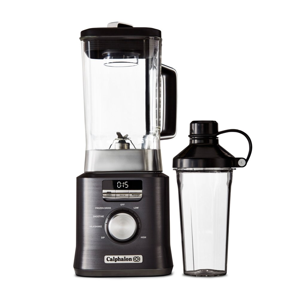 Kwade trouw Geduld Effectief Calphalon Auto-Speed 2-Liter Blender with Blend-N-Go Smoothie Cup, Dark  Stainless Steel | Calphalon