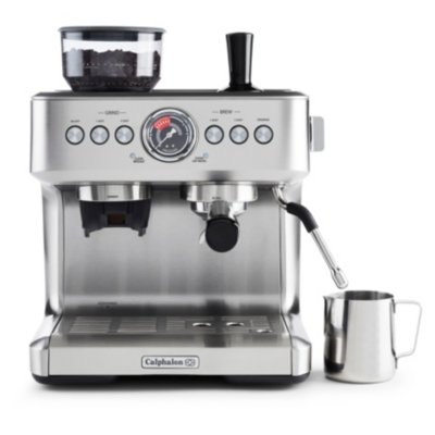Calphalon Temp iQ Espresso Machine with Grinder, Dual Thermoblock​, and Milk Frother, Home Espresso Machine, Stainless Steel