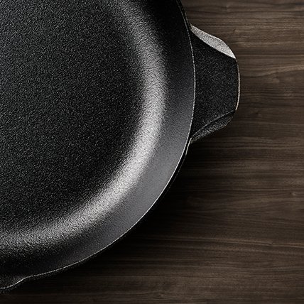 Cast iron pan on countertop