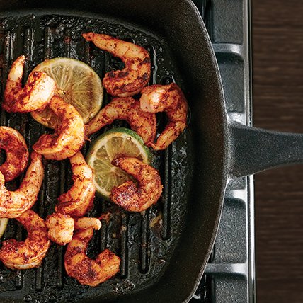 Shrimp cooked in grill pan