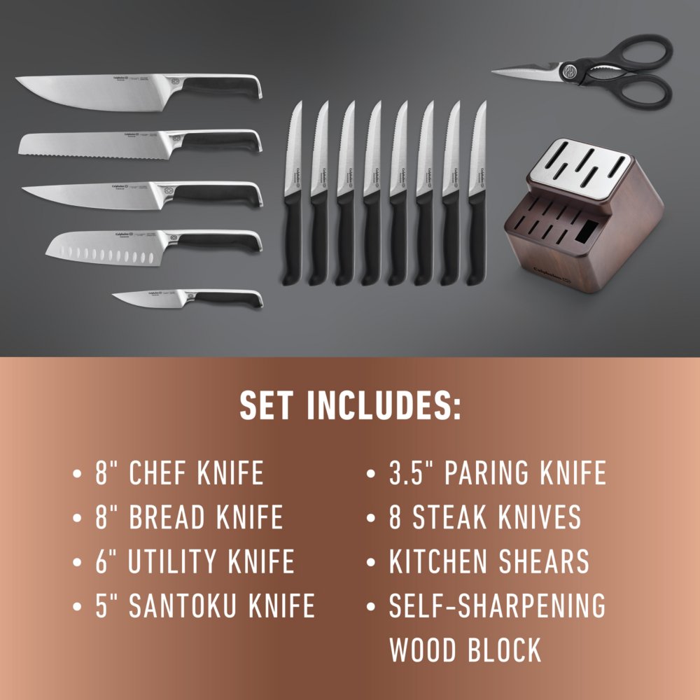 Calphalon Kitchen Knife Set with Self-Sharpening Block, 15-Piece Classic  High Carbon Knives