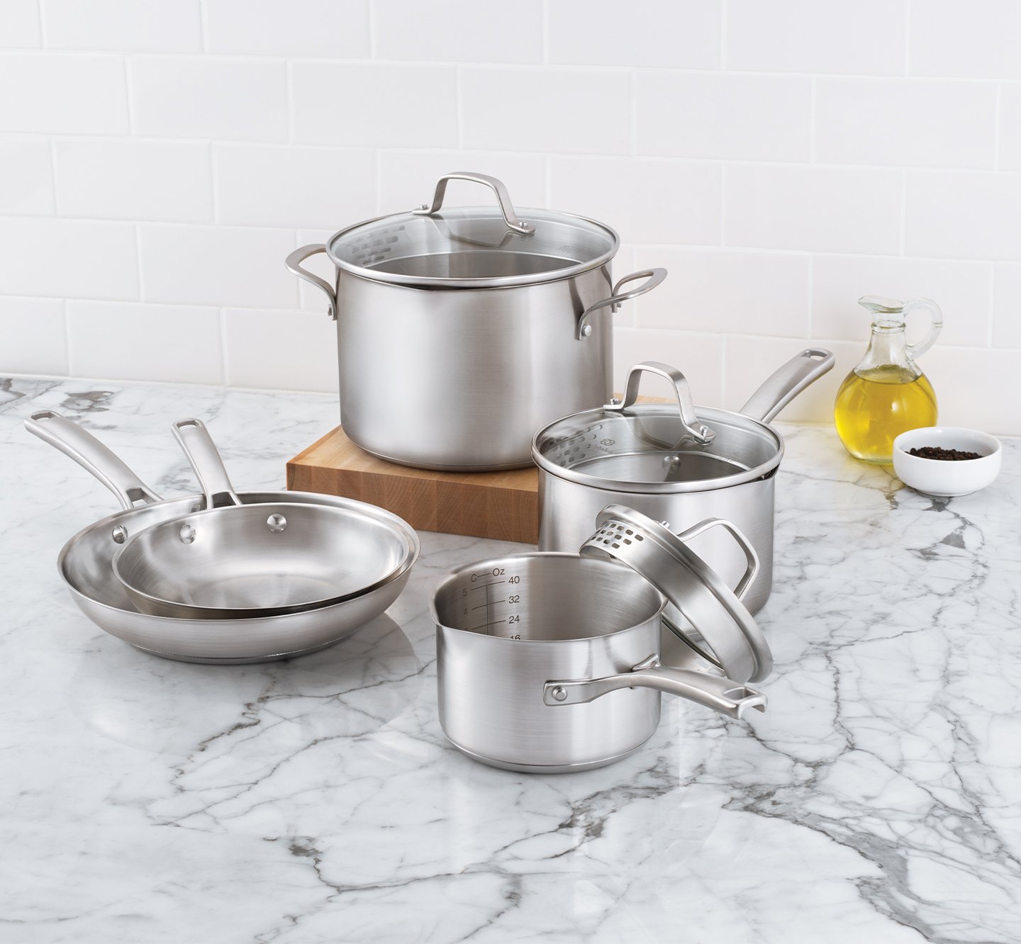 Calphalon Premier Stainless Steel 13-Piece Cookware Set Silver