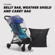 City tour two stroller that includes belly bar and weather shield and carry bag image number 2