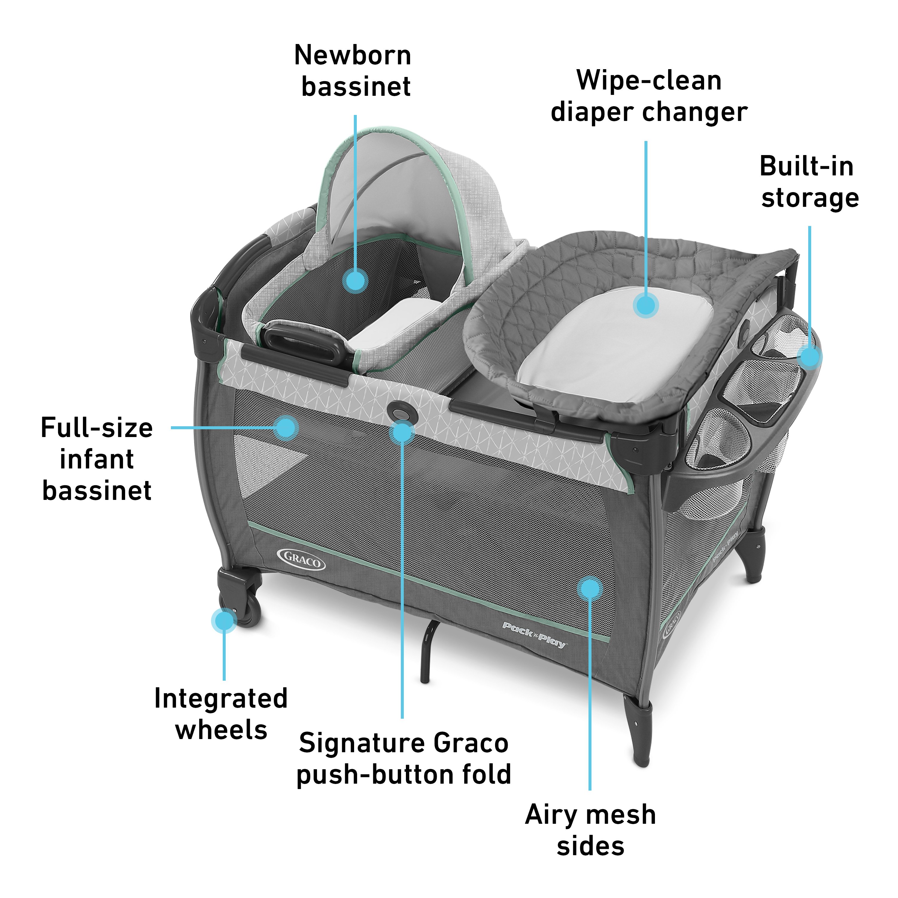 Girl pack n play with clearance bassinet