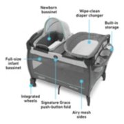 newborn bassinet diaper cleaner built-in storage and playard image number 5