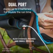 dual port docks up to 2 batteries for double the run time, also charges phones and small devices, second battery sold separately image number 5