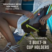 woman sitting in chair with breathable mesh side panels and 2 cup holders image number 5