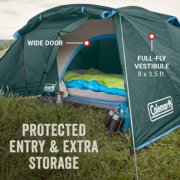 tent with wide door and full-fly vestibule for protected entry and extra storage image number 2