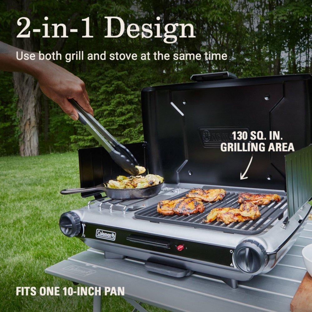 Costway Black 2-in-1 Gas Camping Grill and Stove with Detachable Legs –  Grill Collection