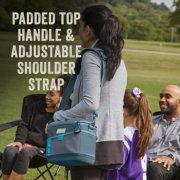 soft cooler bag has padded top handle and adjustable shoulder strap image number 4