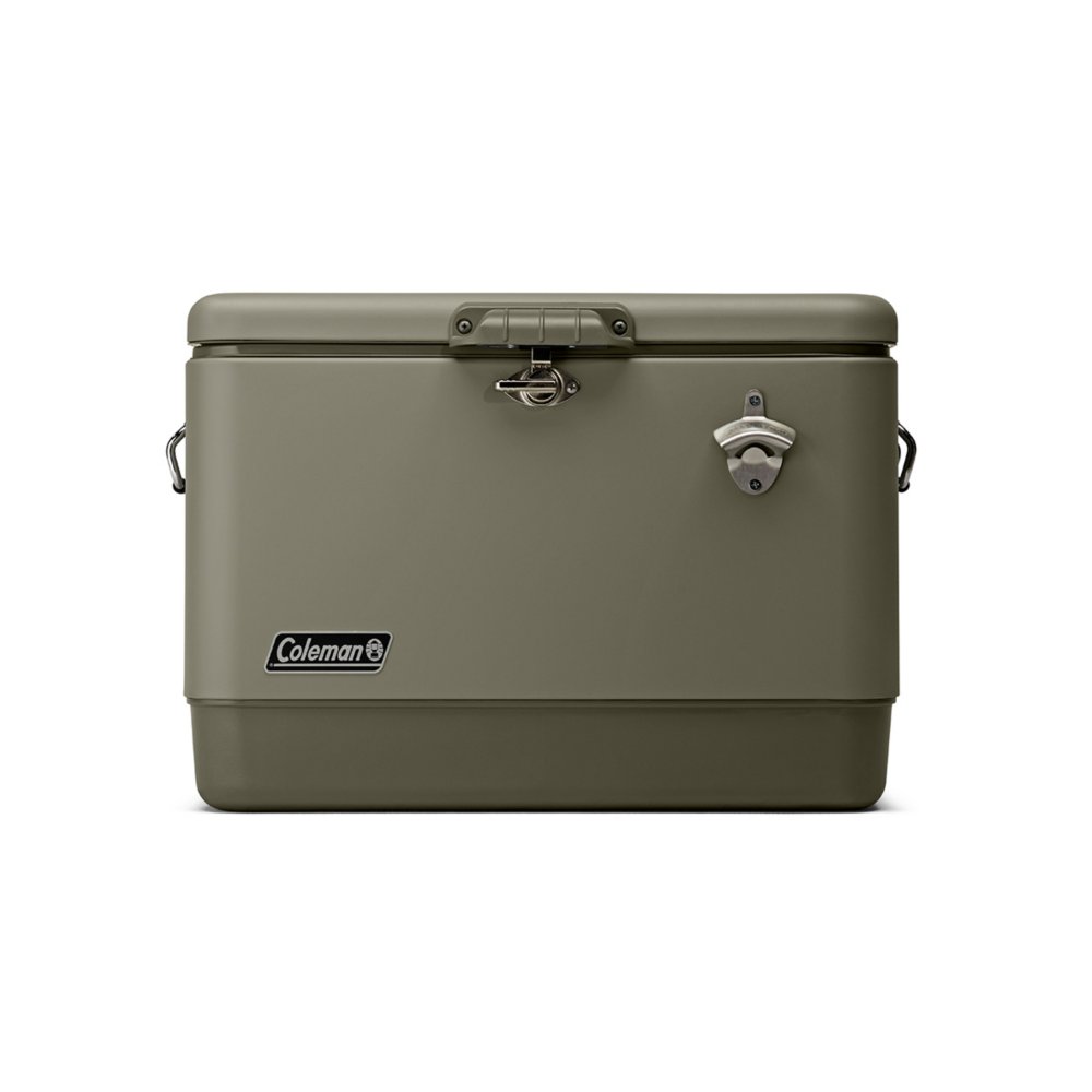 Cooler Steel Belted Stainless Metal Ice Chest Leak Resistant Box Coleman 54 Qt 