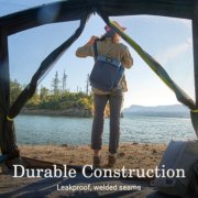 Person standing outside tent with durable construction tote pack image number 3