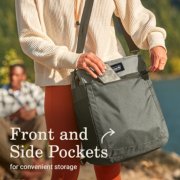 Person with TranslatoR tote pack that has front and side pockets image number 6