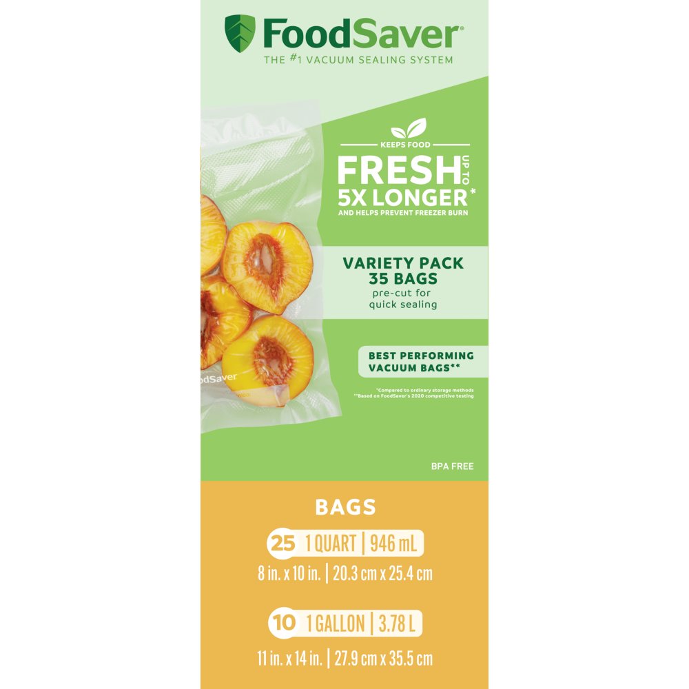  FoodSaver 1-Gallon Precut Vacuum Seal Bags with BPA-Free  Multilayer Construction for Food Preservation & Sous Vide, 13 Count -  FSFSBF0316-000,Clear : Home & Kitchen