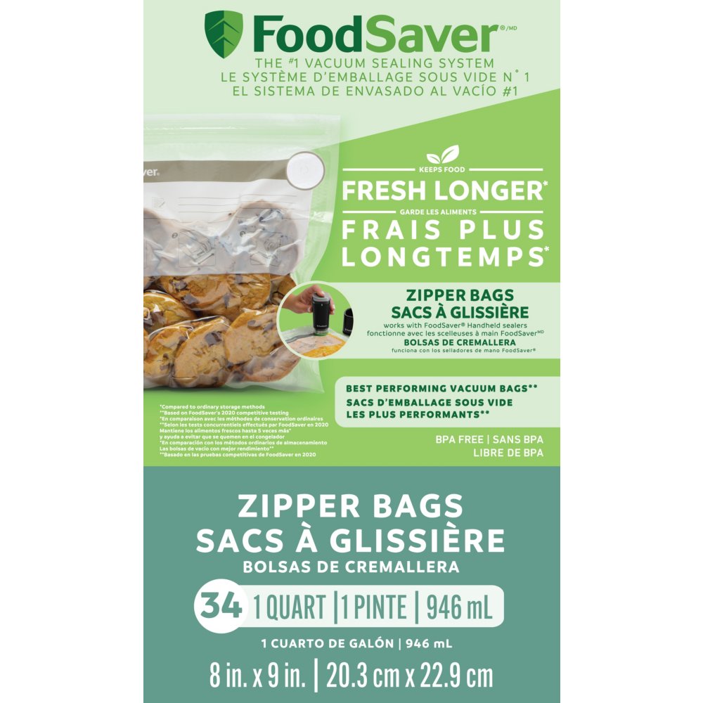 FoodSaver Reusable Gallon Vacuum Zipper Bags, for Use with