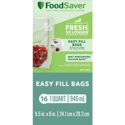 FoodSaver 1-Quart Precut Vacuum Seal Bags with BPA-Free Multilayer  Construction for Food Preservation, 44 Count & 11 x 16' Vacuum Seal Roll |  Make