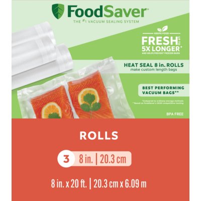 Foodsaver Compatible Vacuum Sealer Bags - (4) 8 x 50' Freezer Storage FoodVacBags Rolls