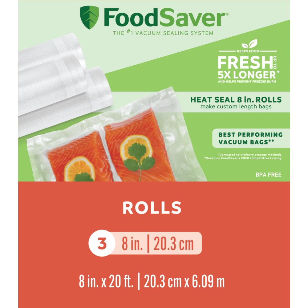 FoodSaver Vacuum Seal Rolls Multi-Pack, 3 Rolls (11 x 16') and 2 Rolls (8  x 20'), Clear 