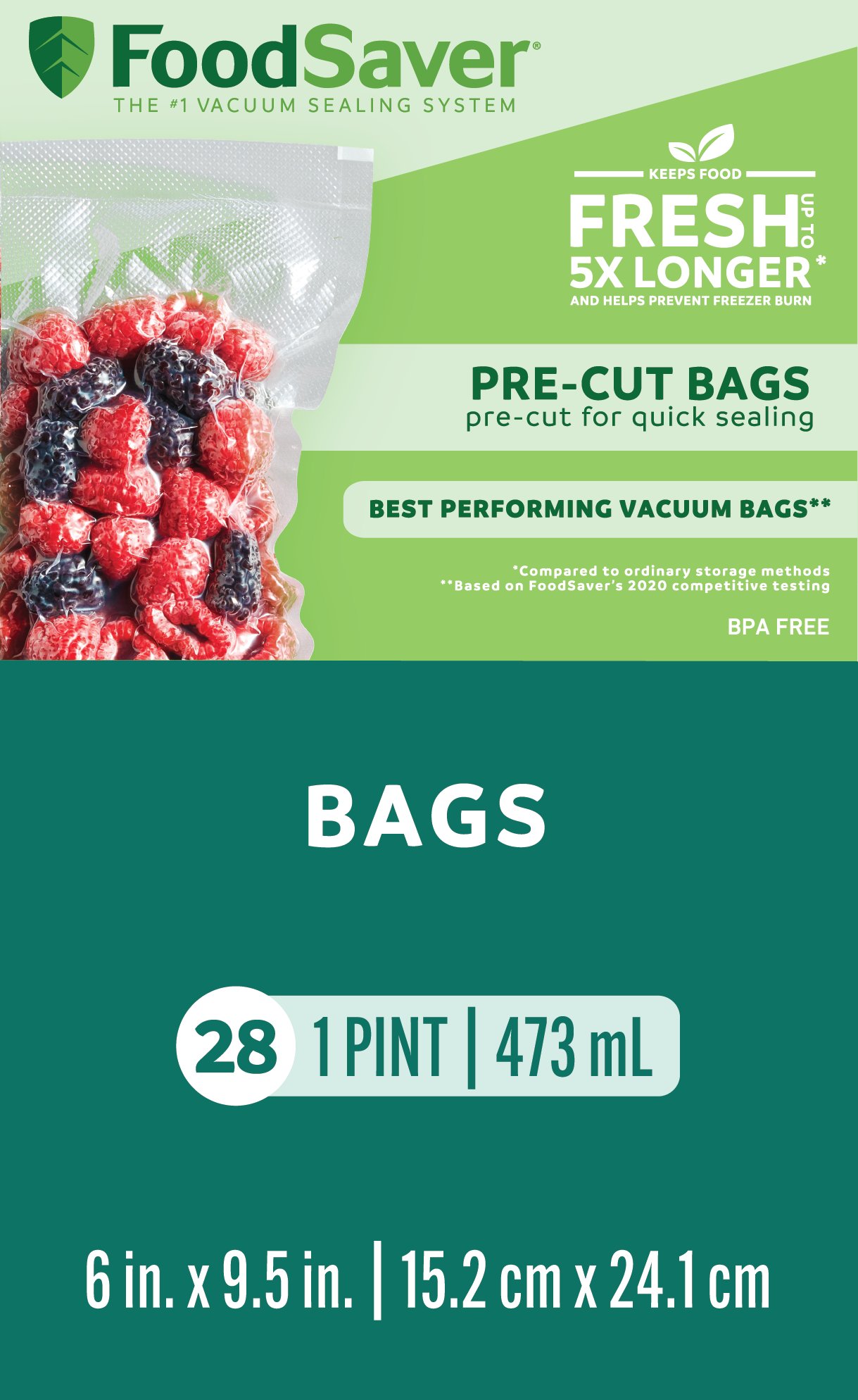 Foodsaver 1 pint precut vacuum seal bags with bpa free 55 off