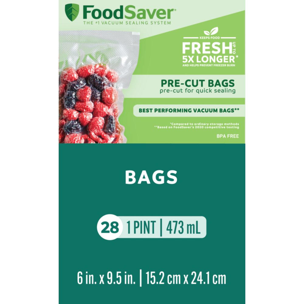 FoodSaver 1-Gallon Precut Vacuum Seal Bags with BPA-Free Multilayer  Construction for Food Preservation, 28 Count
