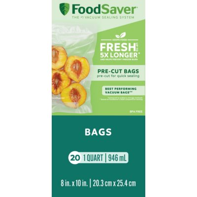 FoodSaver Pre-Cut Quart Vacuum Seal Bags, 20 Count