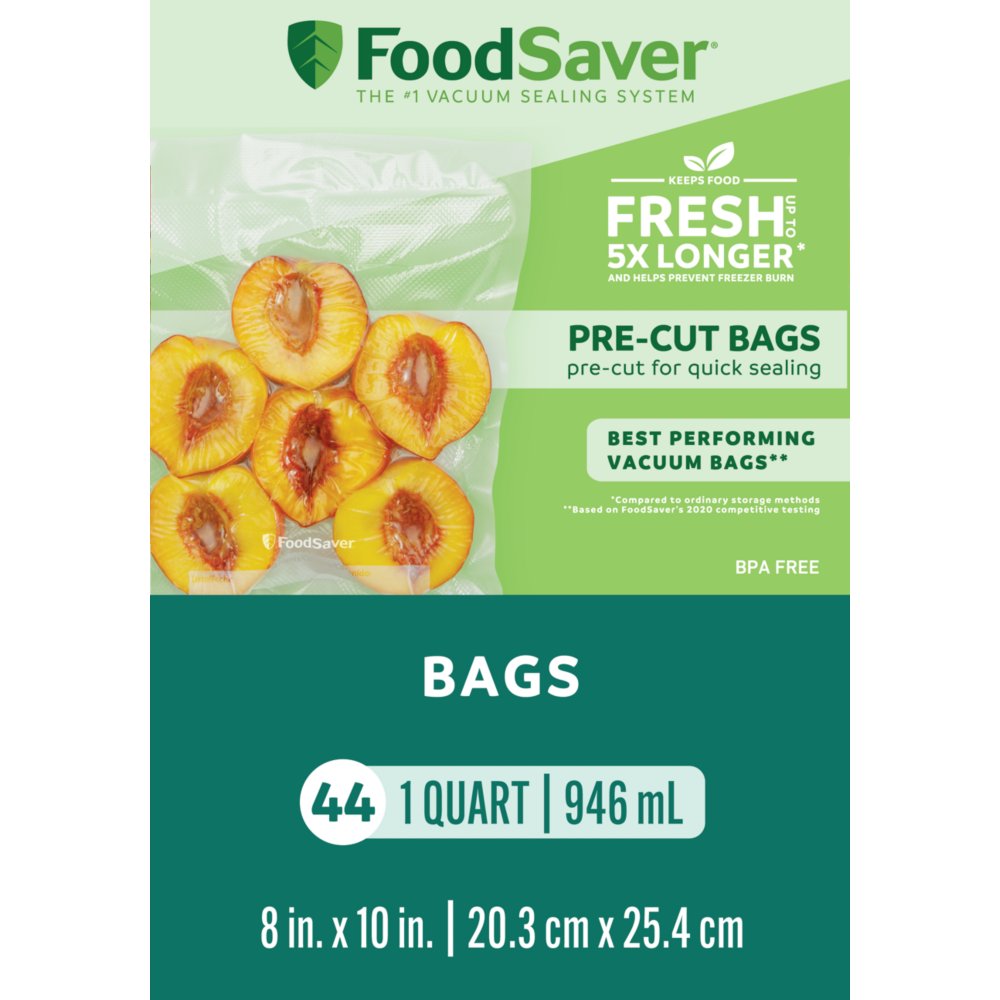 FoodSaver Quart Size Freezer Bags, 8 x 11, 20 Count, Clear 