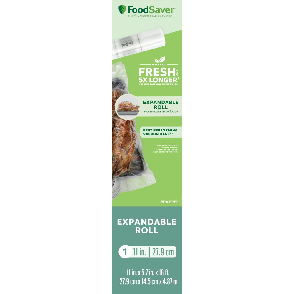 FoodSaver Vacuum Sealer Bags for Extra Large Items, Rolls for Custom Fit  Airtight Food Storage and Sous Vide, 11 x 16' (Pack of 2)
