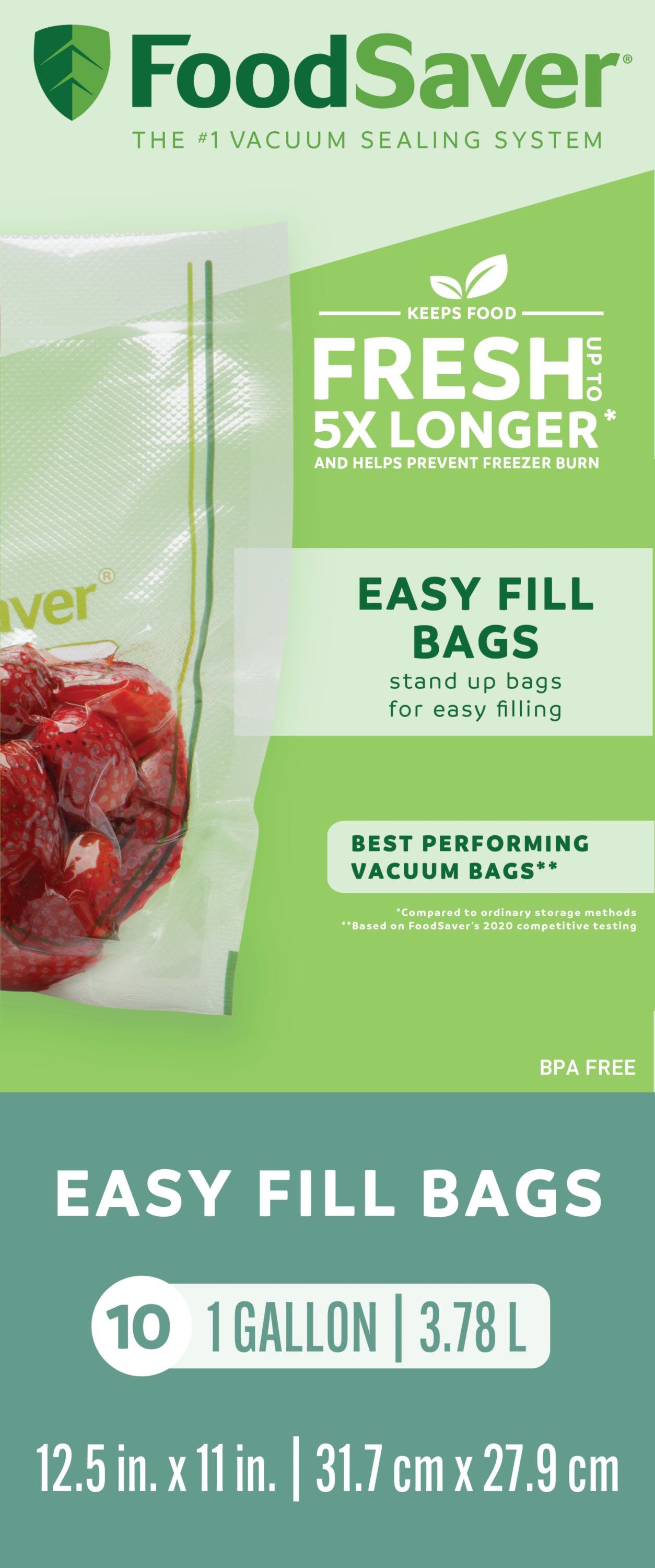 FoodSaver Easy Fill 1 Gallon Vacuum Sealer Bags, 10 Count Foodsaver