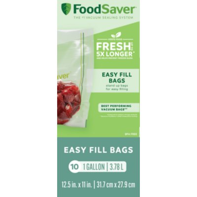 FoodSaver Easy Fill 1 Gallon Vacuum Sealer Bags, 10 Count
