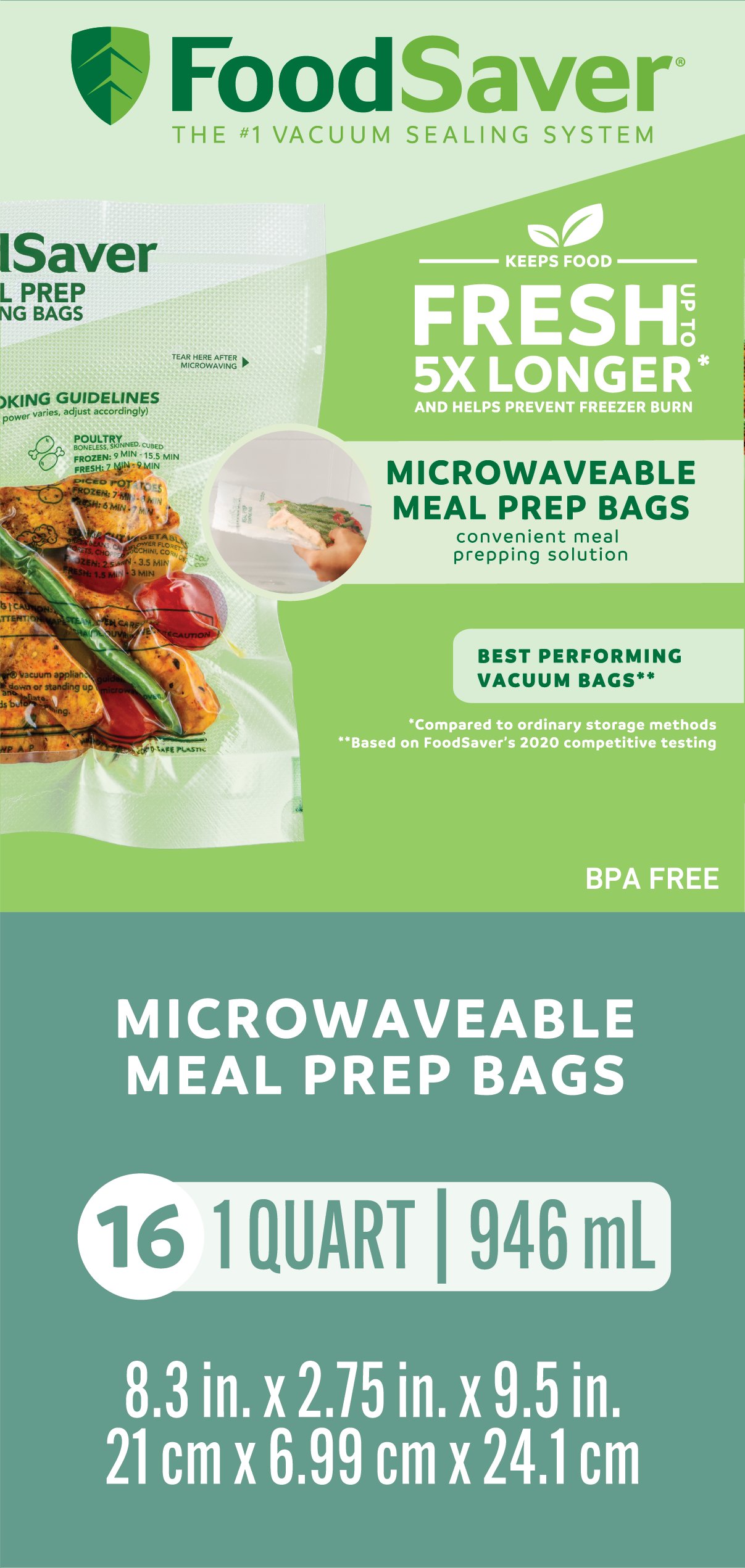 Foodsaver Easy Fill 1 Quart Vacuum Sealer Bags- 16 Count