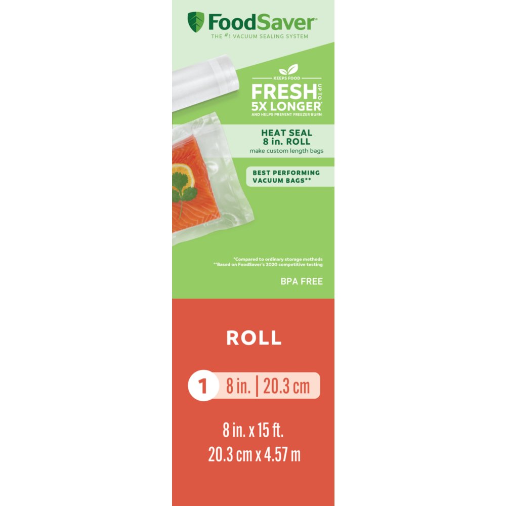 FoodSaver Vacuum Sealer Bags, Rolls for Custom Fit Airtight Food Storage  and Sous Vide, 8 x 20' (Pack of 3) 8 Rolls 3-Pack Seal Roll