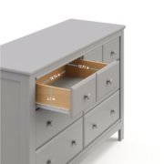 hadley 6 drawer dresser in pebble gray showing open drawer 4.1 inches tall 18.74 inches wide 12.91 inches deep image number 3