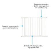 baby steps premium walk thru safety gate features a convenient double locking system for added security designed to conveniently open in both directions crafted with strong, durable, high-quality steel image number 6