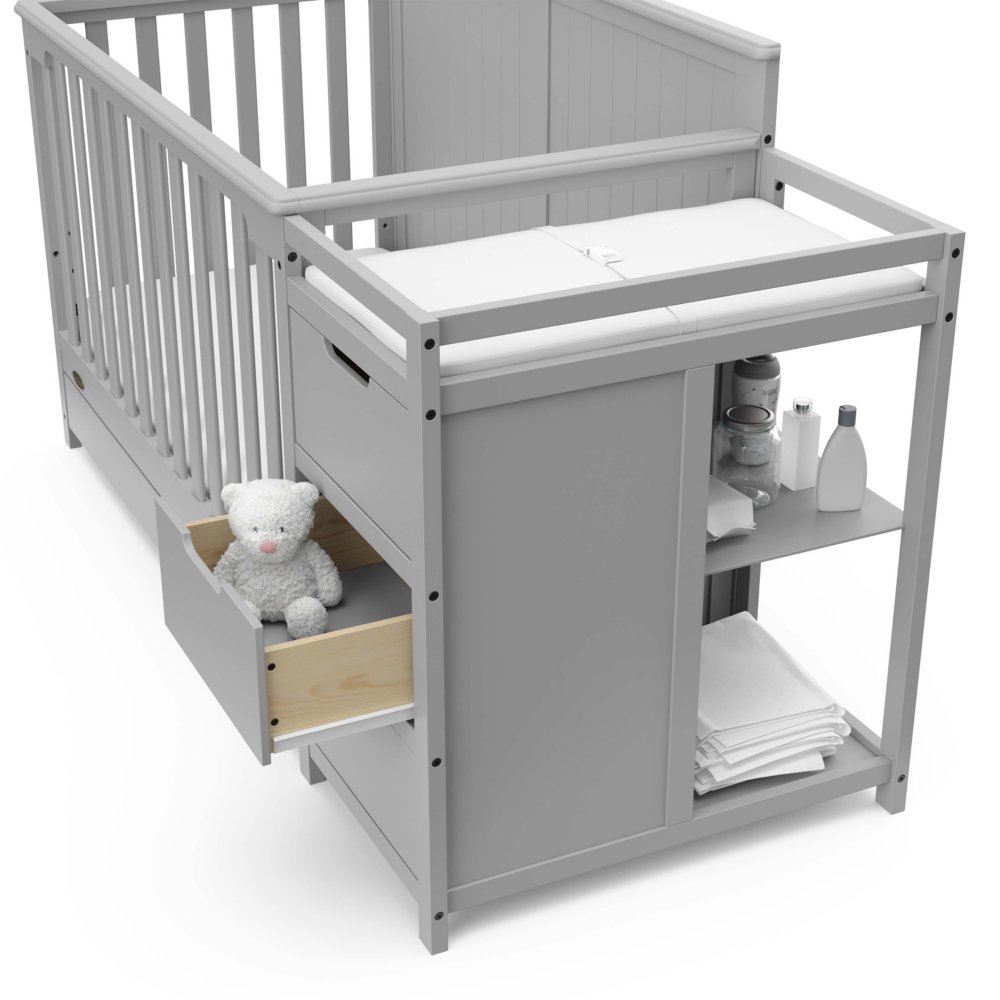 Convertible crib with changing table best sale and drawers