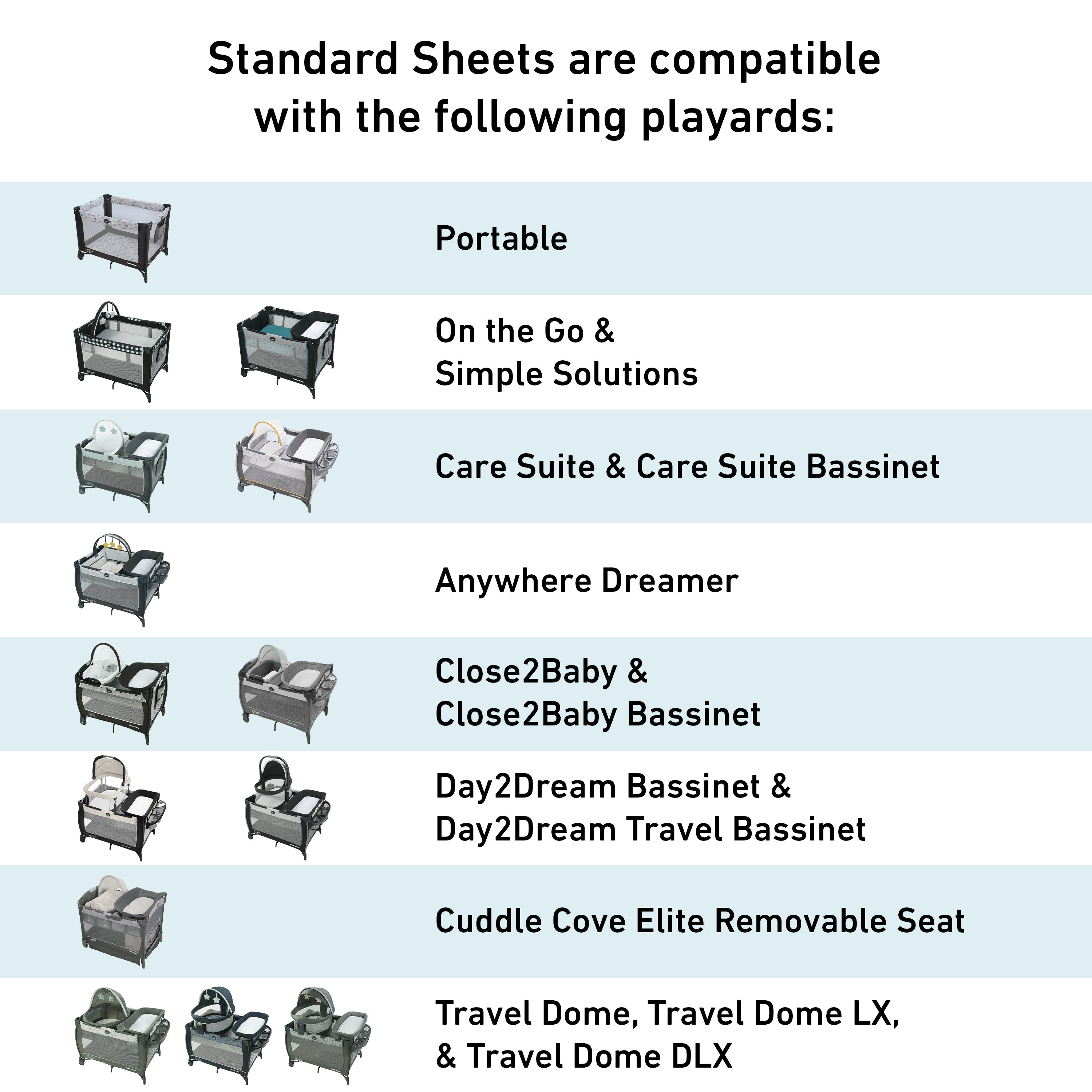 Graco pack n store play fitted sheets