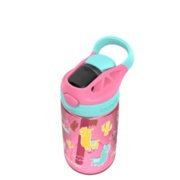 kids water bottle with pink and cyan lid and clear container with cute llama design image number 3