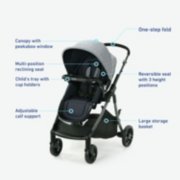 canopy with peekaboo window, one step fold, multi position reclining seat, child's tray with cup holders image number 6