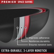 premier space-saving, improves adherence, reinforces durability, ensures nonstick lasts, extra-durable, 3-layer nonstick image number 3