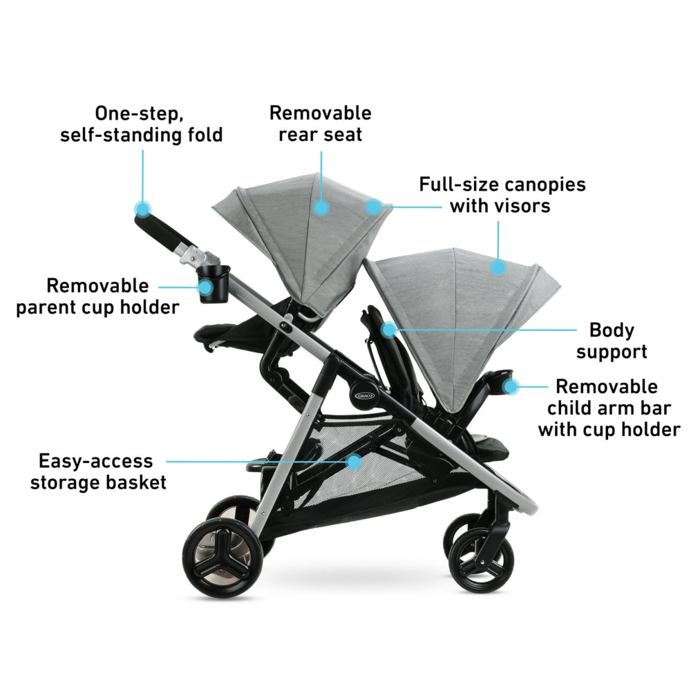 Graco double 2025 stroller dimensions