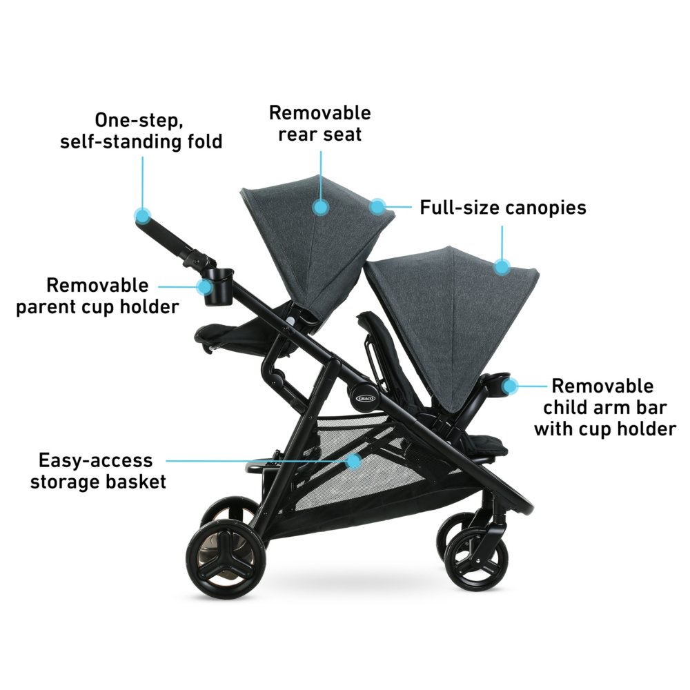 Graco Baby Ready2Grow 2.0 One-Step Fold Twin Double Stroller Rafa NEW 