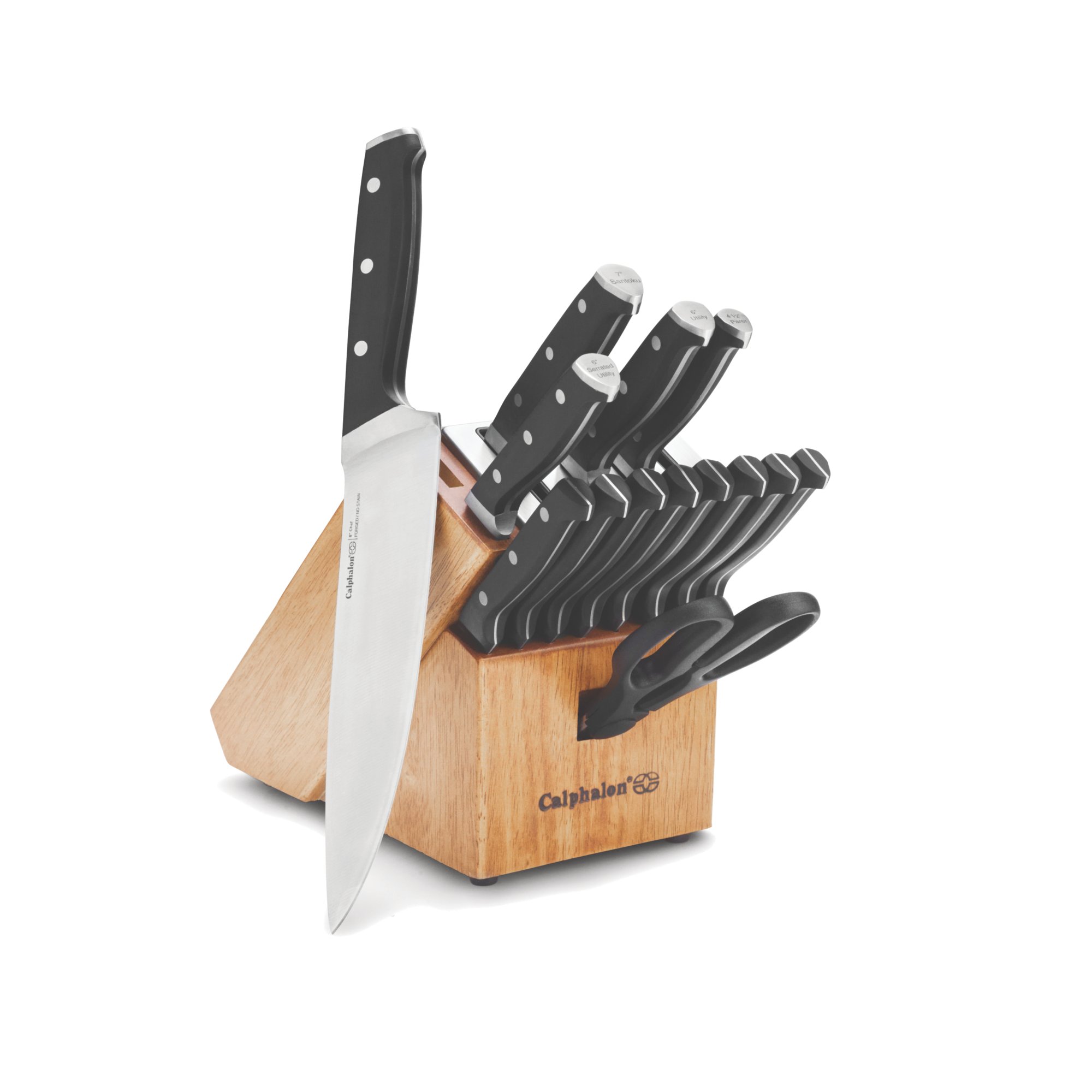 Transparent.0 15 Piece High Carbon Stainless Steel Knife Block Set