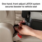 Person latching car seat to vehicle seat image number 4